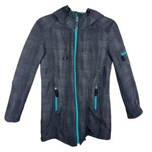Halifax Traders Gray Blue Hooded Full Zip Fleece Lined Softshell Jacket‎ Size S